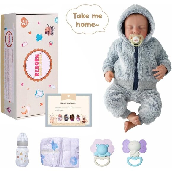 🆕17 Inch Boys Full Body Vinyl  Realistic with Toy Newborn Reborn Baby Doll - Picture 6 of 7
